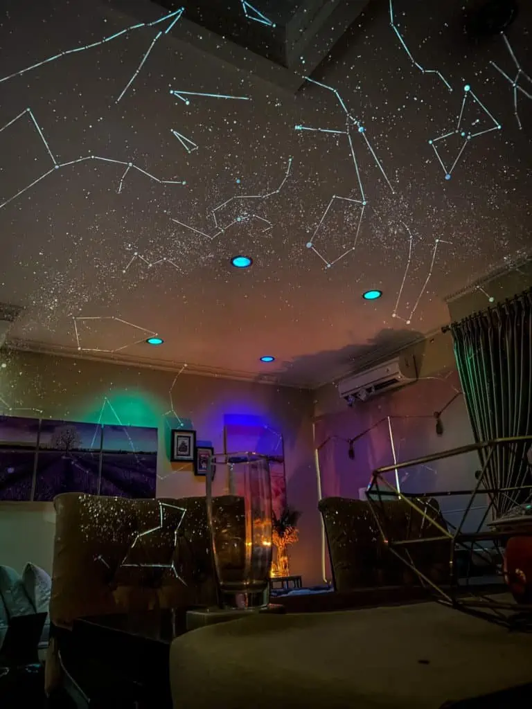 Sega Toys Homestar FLUX Planetarium Star Poejector in Room with Constelations